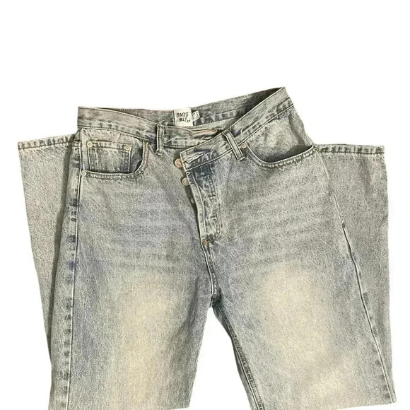 Princess Polly Holly Criss Cross straight leg High Waist Asymmetrical size 8 - Picture 3 of 12